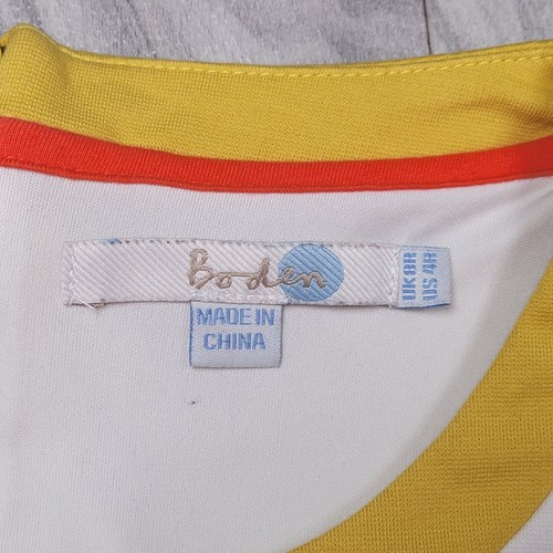 BODEN Dress Size 4R Louise Ponte Knit Dress Cream/Teal/Yellow Preppy - Picture 3 of 11