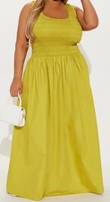 Fashion Nova Curve Hallie Poplin Maxi Dress - Chartreuse Size 2X