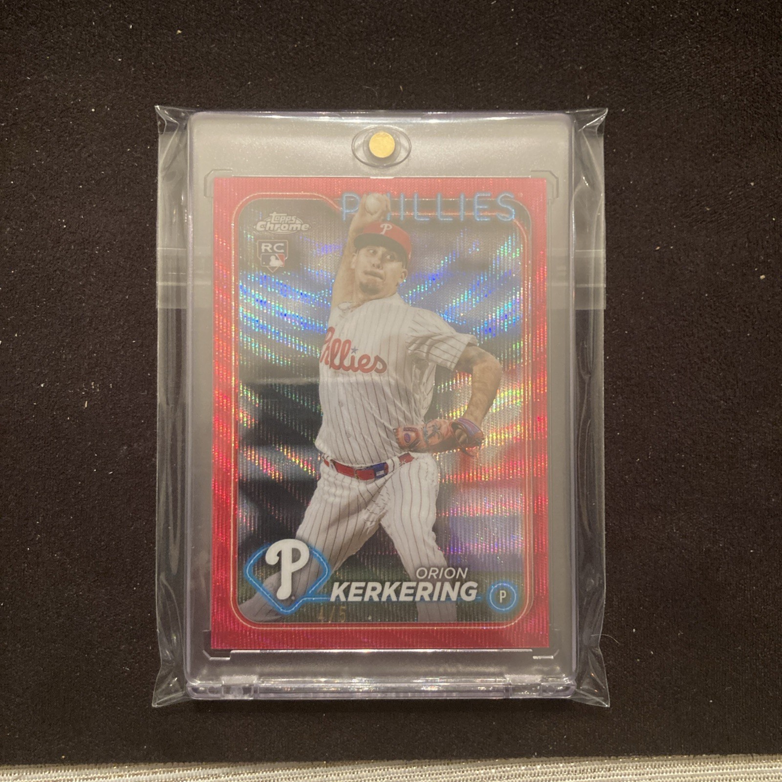 2024 Topps Chrome - Orion Kerkering #180 Red Wave Refractor /5 RC Phillies SSP