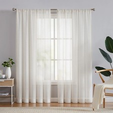 Linen translucent curtains, suitable for bedrooms, natural linen blend curtains