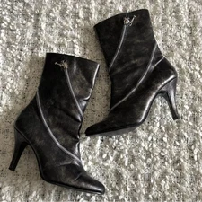 Diba Scarlet Mid Calf Boots Womens Size 6.5 Zipper Detail Black