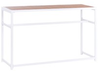 Hoher Gartentisch Stahl Weiß Kunstholz Braun Holzoptik 150 Cm Avetrana