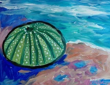 MONA VIVAR Original 11x14 Colorful Sea Urchin Abstract  Expression Painting