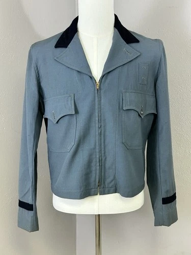 Vintage 50s Mens Taxi Bus Driver Uniform Jacket Workwear Zip Front  Maier-Lavaty - product listing photo