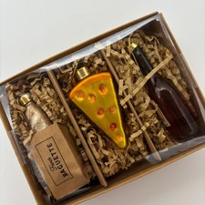 Wondershop 3pc Christmas Holiday Ornament Set, Baguette, Cheese, Red Wine Bottle