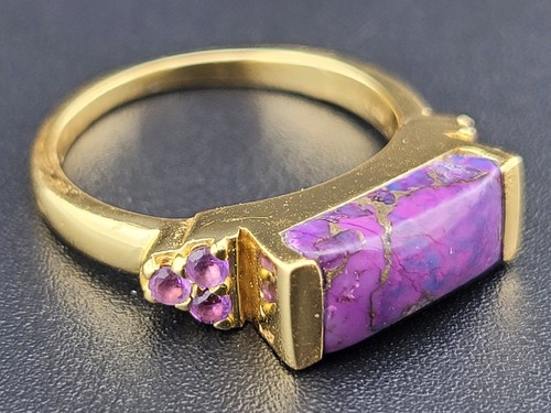 Ross Simmons lila Türkis Amethyst Vermeil Gold über Sterlingsilber Ring s8