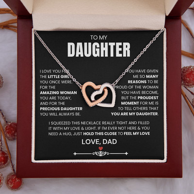 To my daughter linked hearts Necklace Gift for Birthday Graduation Christmas