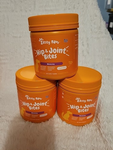 Zesty Paws Hip & Joint Bites - MOBILITY 90ct 3pk Duck Flavor. Free Ship!