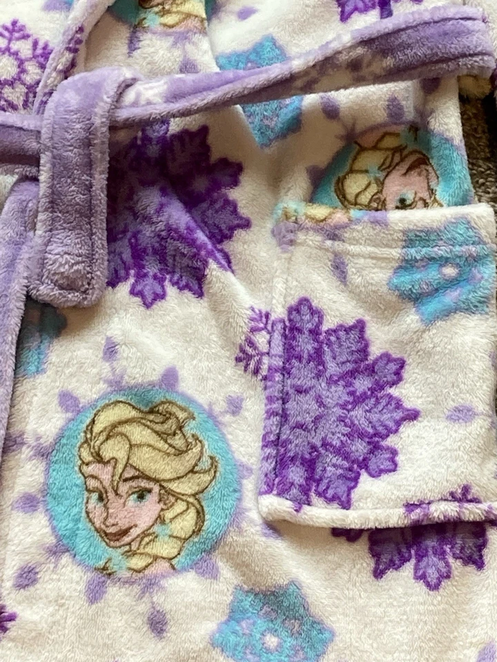 Disney Frozen Elsa Copo de Nieve Felpa Bata Niñas Talla 7/8 Suave y Acogedor Cinturón Incorporado Foto 3 de 4