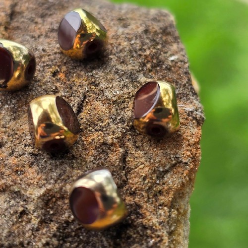 Classy Vintage 1960's German Window Table Cut Glass Beads - Rare Gold & Brown - Picture 2 of 8