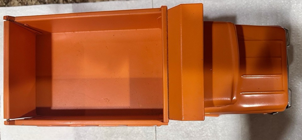 Orange Metal Dump Truck w/ Tilting Dump Bed, 