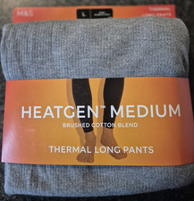 Marks & Spencer Heatgen Medium Mieszanka bawełny Długie spodnie termiczne Szare Duże 20 £