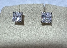 14k Solid Gold Princess Cubic Zirconia Earrings