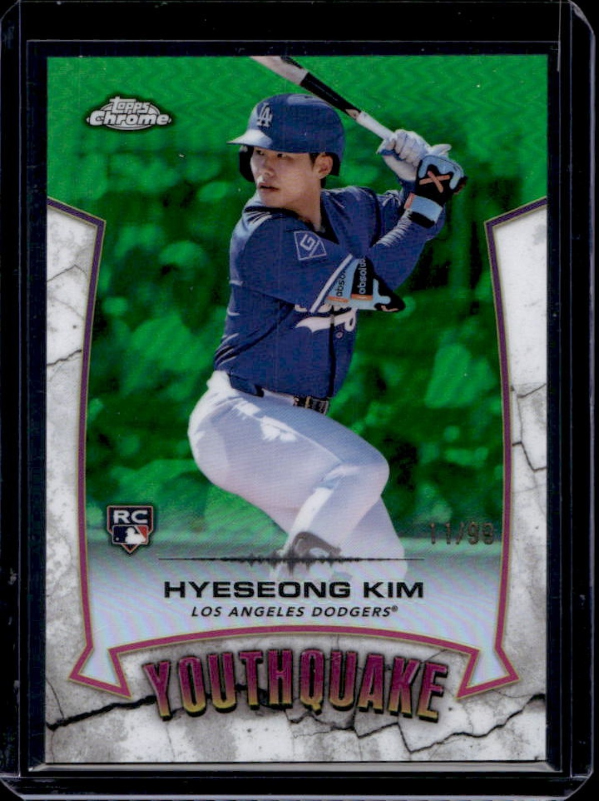 2025 Topps Chrome Hyeseong Kim YouthQuake RC Green Refractor #11/99 Dodgers
