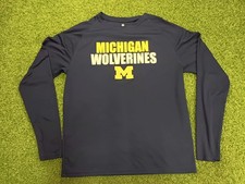 University Of Michigan Wolverines  Football Shirt Mens Large Navy Raglan Sleeve