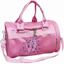Girls Pink Ballet Dance Bag Shoulder Rucksack Sports Dance Tote Embroidered