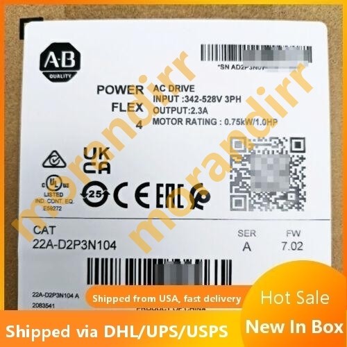 22AD2P3N104 Allen-Bradley 22A-D2P3N104 /A 4 0.75 kW 1 HP AC Drive US Free Tax