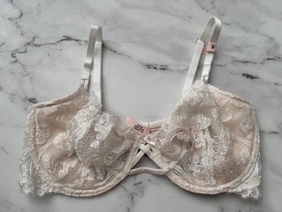 Victoria's Secret Bra Dream Angels Unlined Uplift w Sling Coconut White Lace Nwt