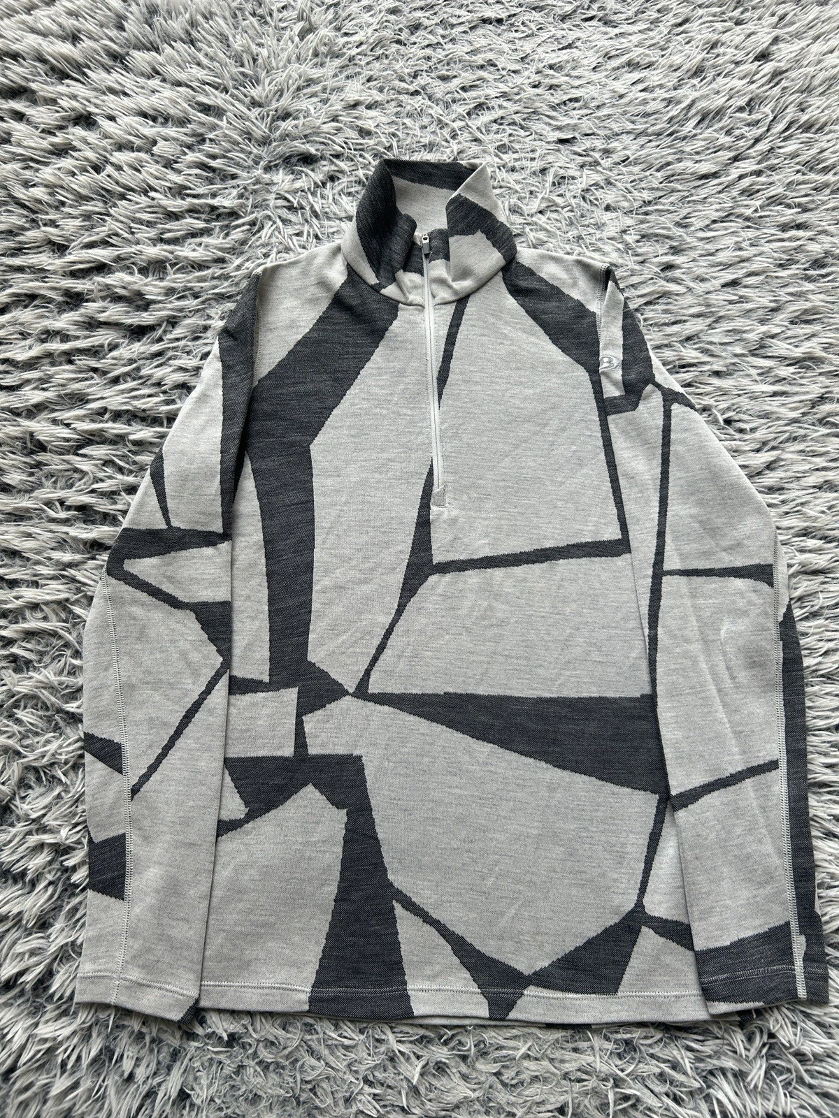 Icebreaker Top Womens Medium Gray 250 Vertex Merino Wool Base Layer 1/4 Zip
