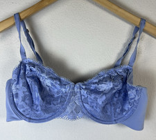 SOMA embraceable balconette Blue 34D Stretch Lace Unlined Perfect Coverage Bra