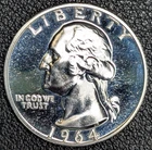 1964 PROOF!  Washington Silver Quarter 25C Old Glory C&C Weekly 1c Auction!