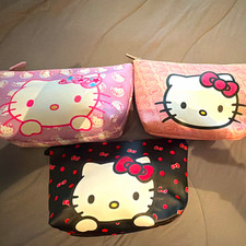 Hello Kitty Pencil Case Pouches Lot of 3 Multicolor Zip Closure