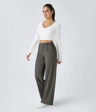 Halara Flex  NWT S ULTRA TALL DayStretch High Waist Straight Work Pants Dk Gray