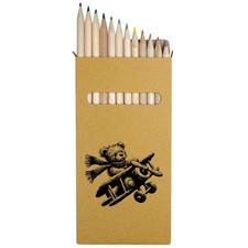 12 x 'Scruffy Teddy Flying Aeroplane' Long Colour Pencils PE00083759