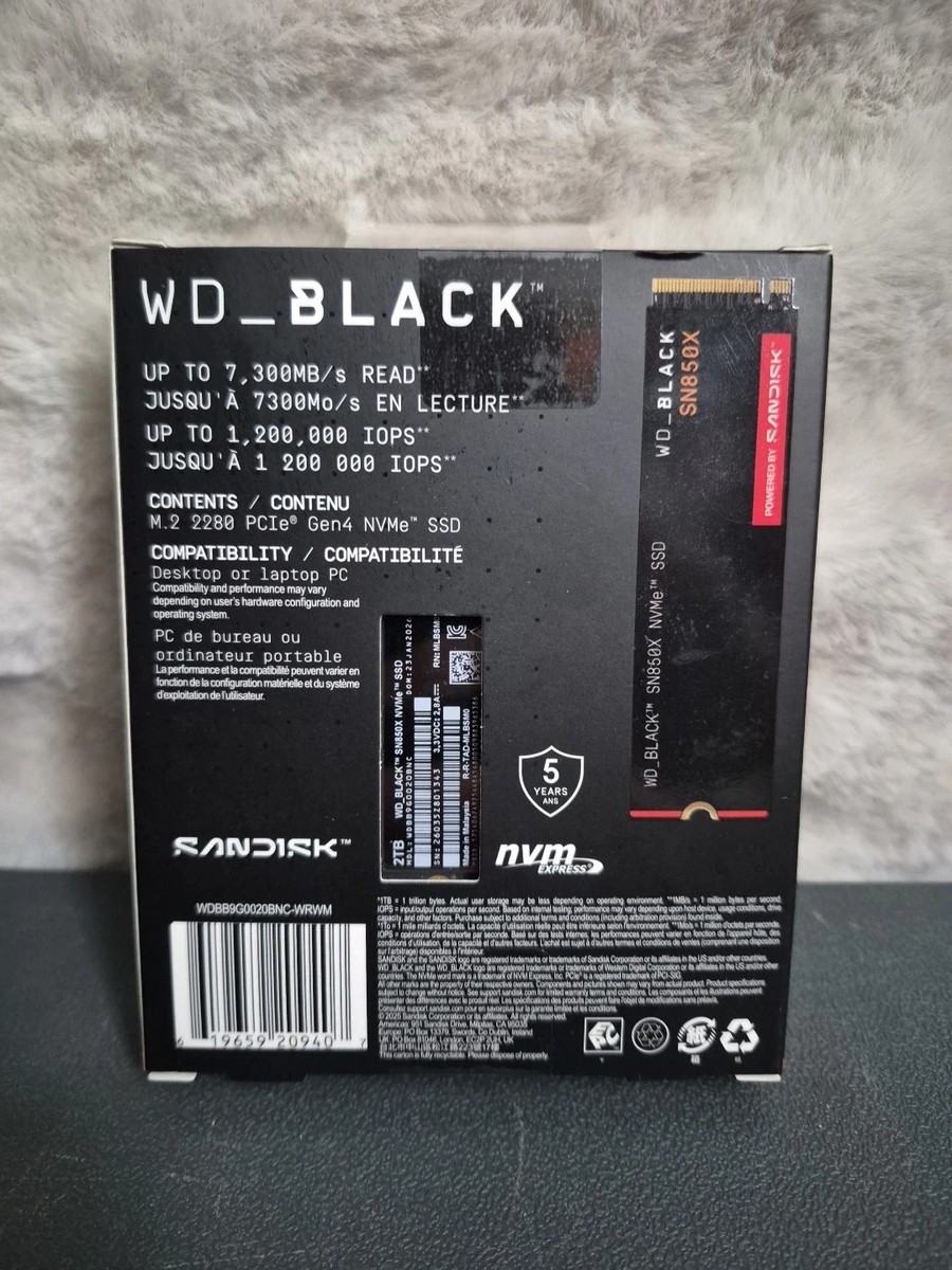 Western Digital WD_BLACK SN850X 2TB Internal NVMe SSD