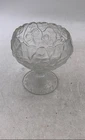 Vintage Fenton Frosted Satin Art Glass Water Lily Compote Pedestal Candy Dish
