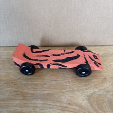 Pre Made Unique OOAK Pinewood Derby Boy Cub Scouts Orange Weighted Racing Car