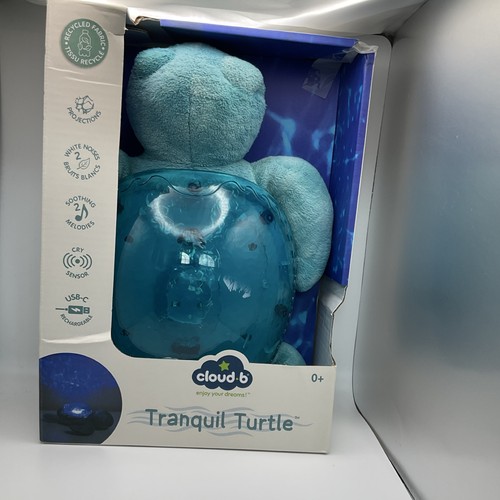 Cloud b Tranquil Turtle Blue Plush Nursery Night Light Projector Rechargeable