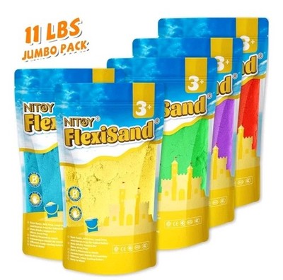 FlexiSand Value Pack 11lbs of 5 Colored Moldable Self-Sticking Sand,Never Dri...