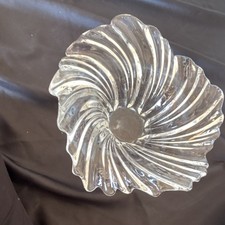 Clear Glass Swirl Pattern Art Glass Decorative Bowl, Glossy Abstract Shape