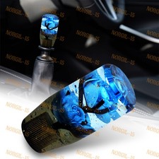 100mm Blue Rose Flowers Glitter Gear Stick Shift Knob Lever Shifter W Adapters 100mm Blue Rose Flowers Glitter Gear Stick Shift Knob Lever Shifter W Adapters