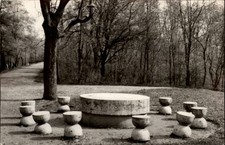 RPPC Table of Silence Targu Jiu Romania vintage postcard b510
