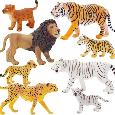 Wild Animal Figurines Playset 8pcs Lions Tigers Leopards Family Toy Set