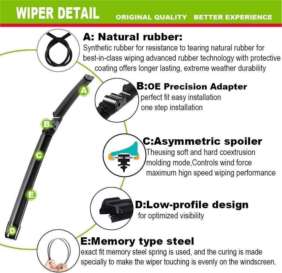 Wiper Blade Kit 26 Inch+26 Inch Fits For Front Volkswagen Touareg 2004