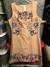 Msani Womens Peach Navy Blue Dress Sleeveless Zip up Back Size Small