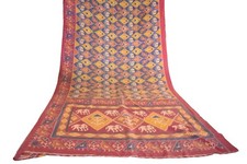 FNC Vintage Pink Sambalpuri Ikat Sarees Handwoven Art Silk Sari Fabric Antique