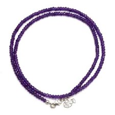 Purple Amethyst Faceted Rondelle Gemstone 18" Beaded Handmade Necklace For Girls