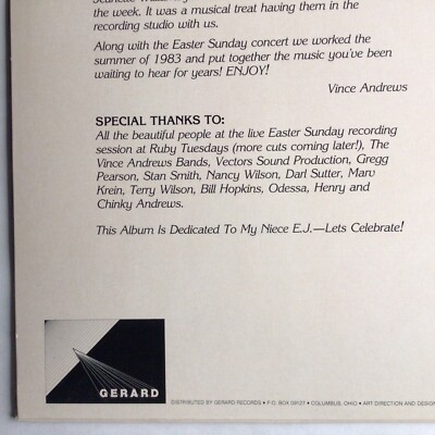 VINCE ANDREWS Love, Oh Love GERARD GR1001 orig BOBBY FLOYD Ohio