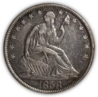 1858-O Seated Liberty Half Dollar Almost Uncirculated Coin Light Cleaning #10821