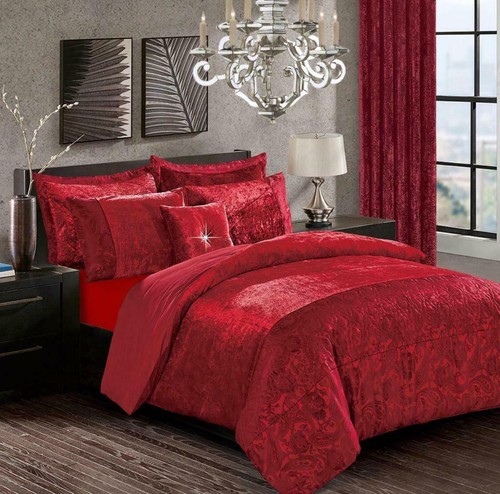 Luxury Crushed Velvet Duvet Cover Quilt Soft Cosy Bedding Set & Pillowcases All* - Picture 34 of 47