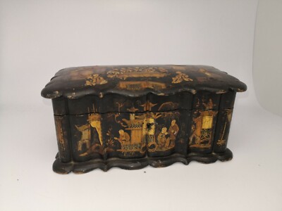 ANTIQUE BELLE BOITE A BIJOUX EN BOIS LAQUE DECOR JAPONISANT ASIE BORD DE LAC | eBay