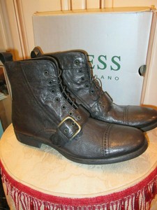 Nuevo Guess by Marciano Botas de moto de cuero Negro para Hombre Talla 13 |  eBay
