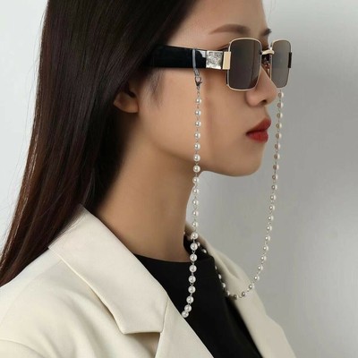 Lunettes soleil lunettes pleines perles porte-chaîne or lunettes