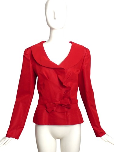 OSCAR DE LA RENTA- 2014 Red Taffeta Blazer, Size 6