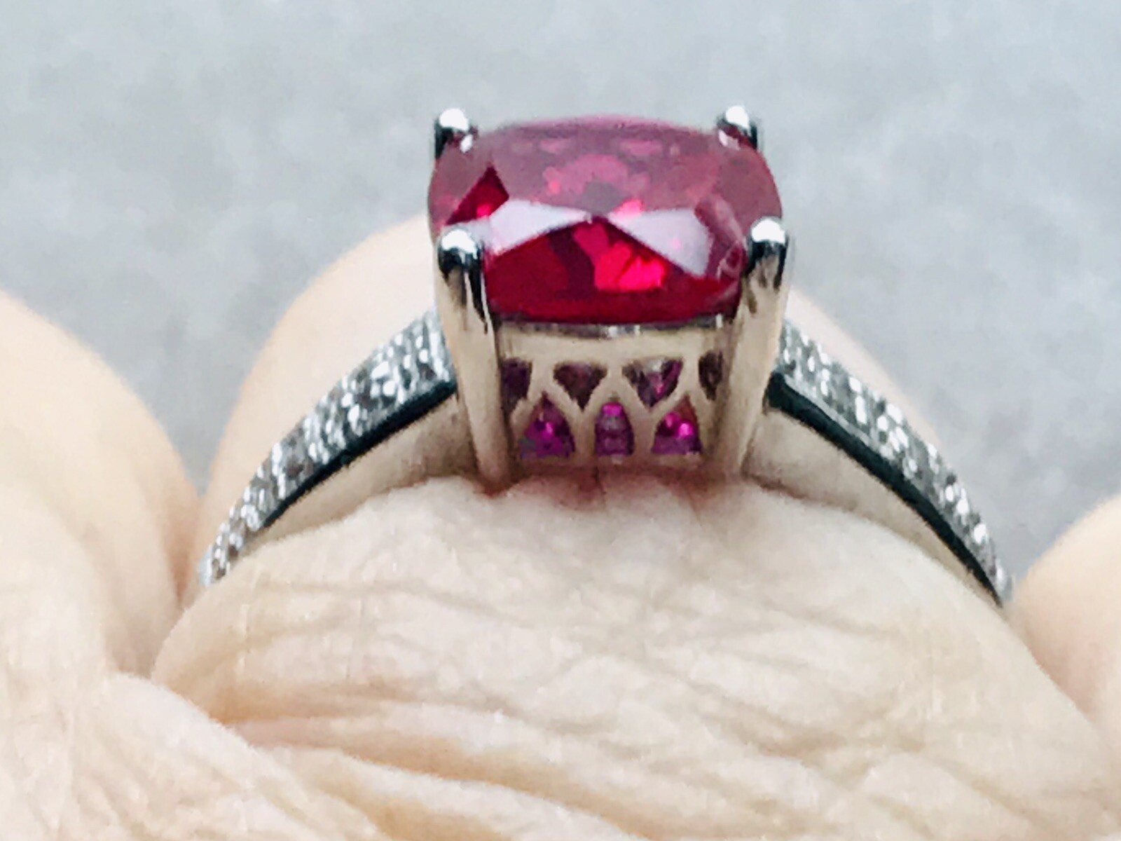 STS Sterling Silver ring Red “ Ruby”Stone size 6 - image 5