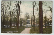 Postcard Vintage North Park and Soldiers Monument in Sparta, WI